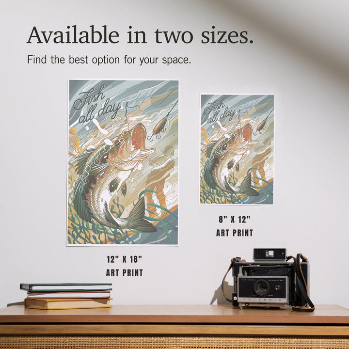 Fish All Day, Bass, Art & Giclee Prints Art Lantern Press