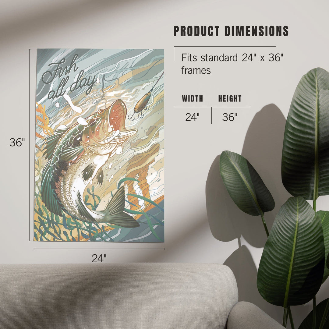 Fish All Day, Bass, Art & Giclee Prints Art Lantern Press