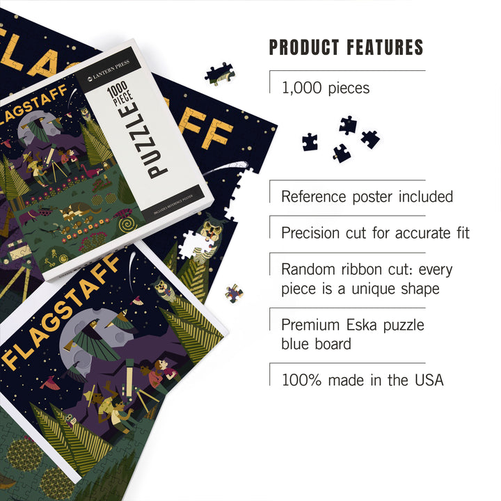 Flagstaff, Arizona, Desert at Night, Geometric, Jigsaw Puzzle Puzzle Lantern Press