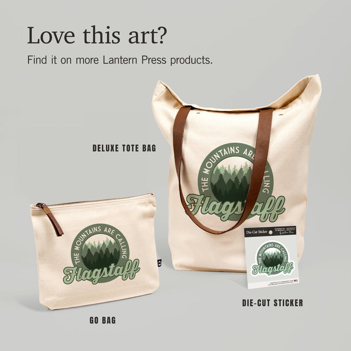 Flagstaff, Arizona, The Mountains are Calling, Pine Forest, Contour, Lantern Press Artwork, Vinyl Sticker - Lantern Press