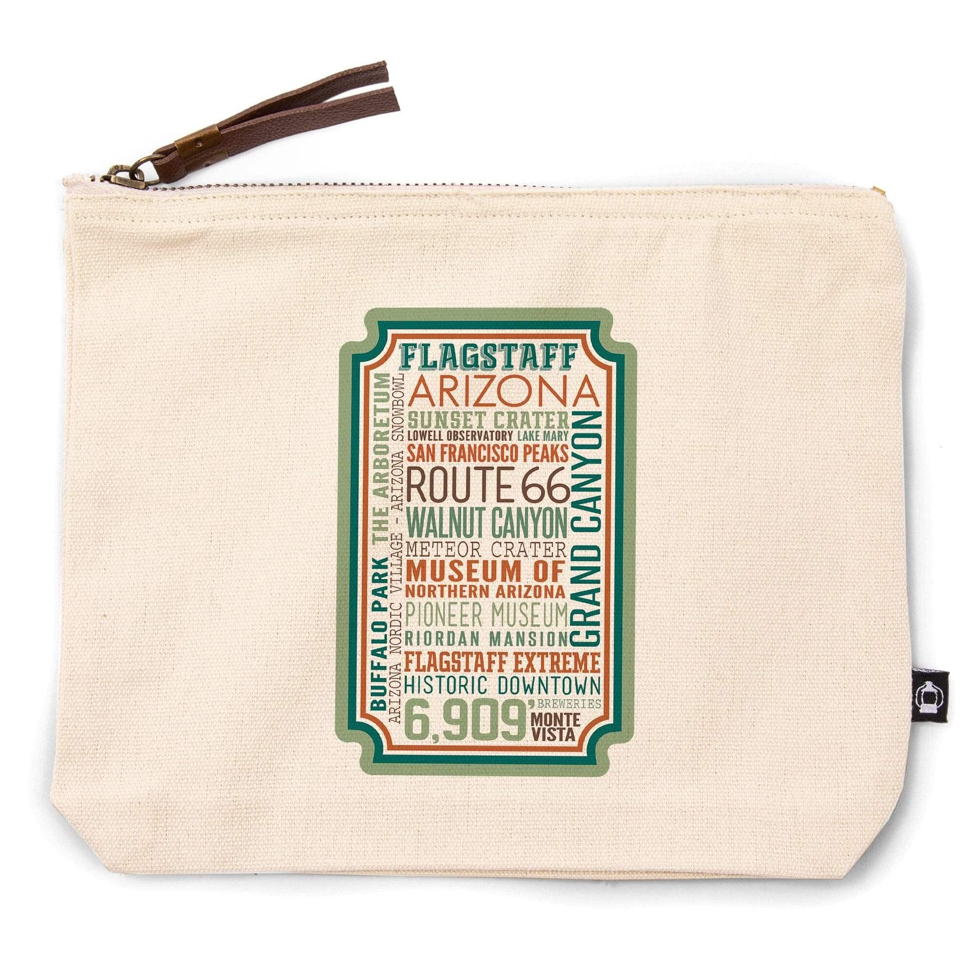 Flagstaff, Arizona, Typography, Zipper Go Bag – Lantern Press