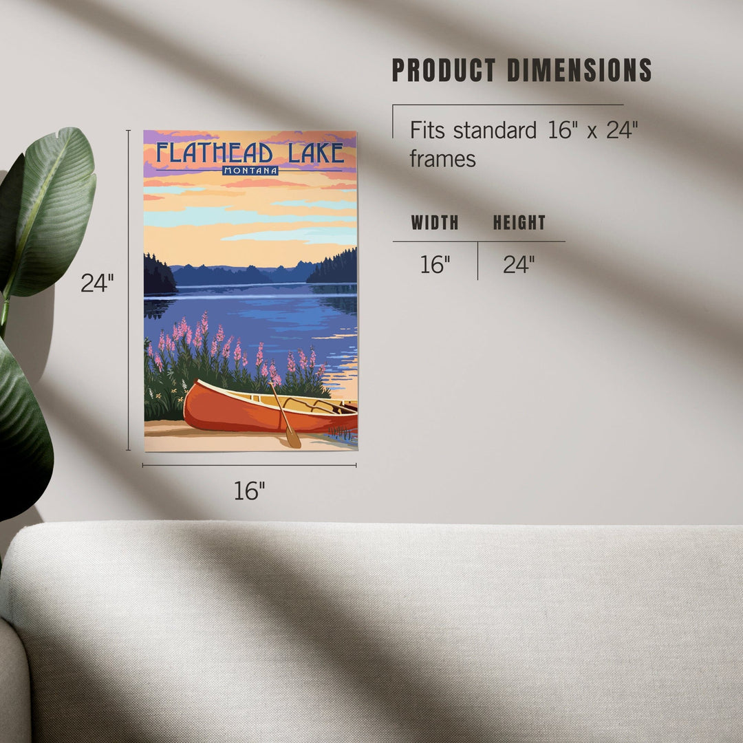 Flathead Lake, Montana, Canoe and Lake, Art & Giclee Prints - Lantern Press