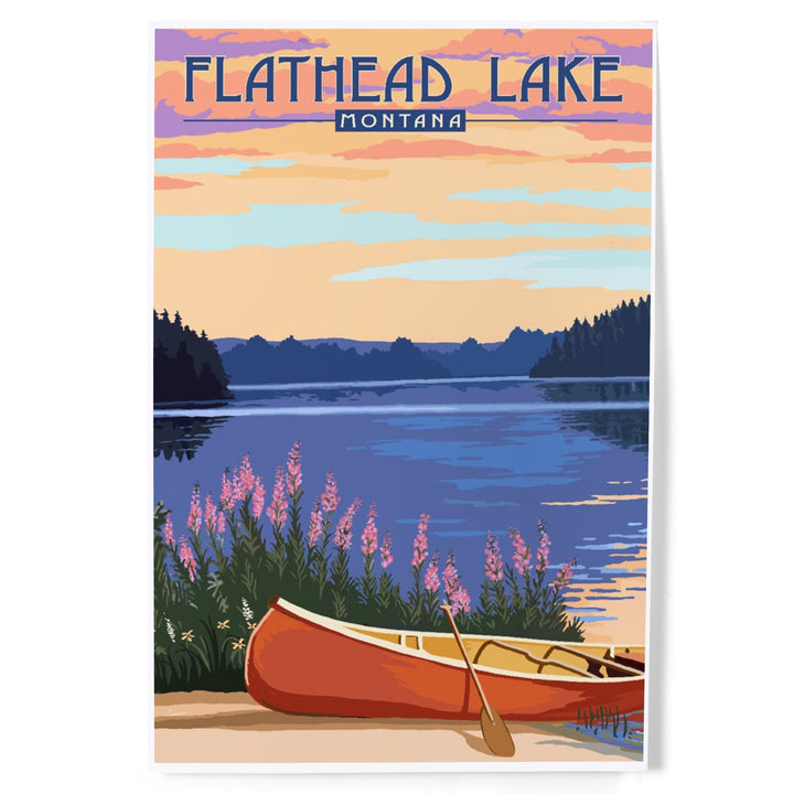 Flathead Lake, Montana, Canoe and Lake, Art & Giclee Prints - Lantern Press