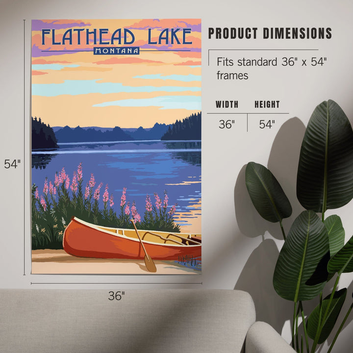 Flathead Lake, Montana, Canoe and Lake, Art & Giclee Prints - Lantern Press