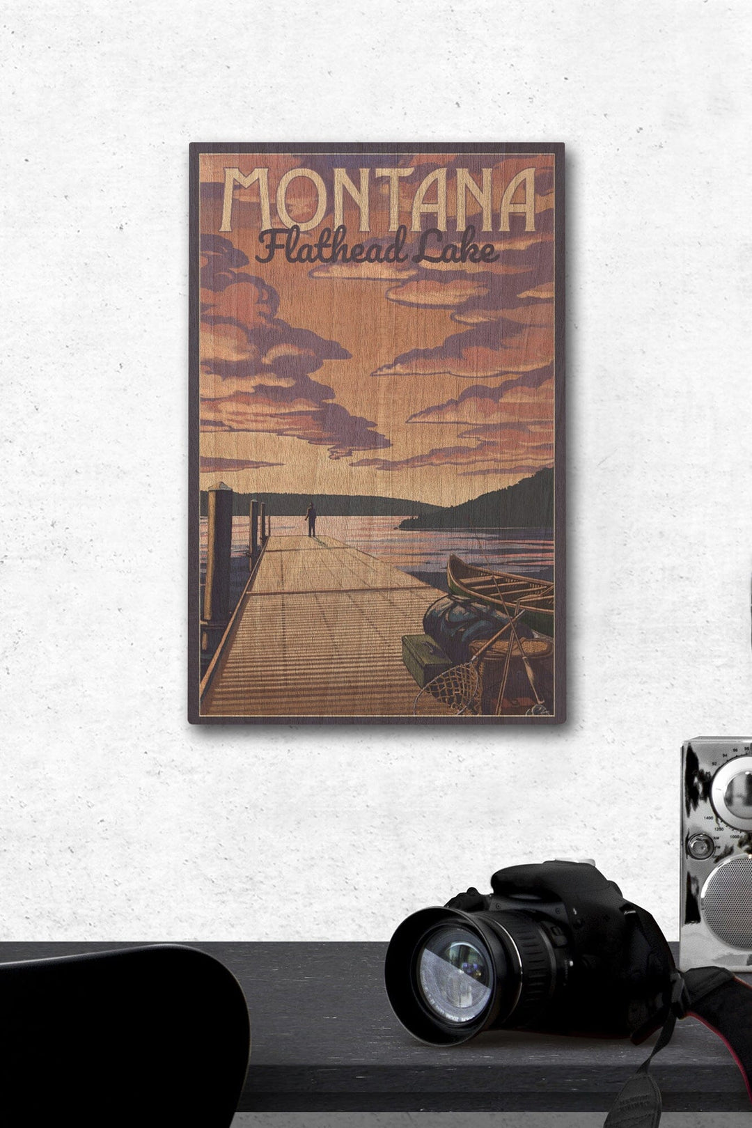 Flathead Lake, Montana, Dock & Lake Scene, Lantern Press Artwork, Wood Signs and Postcards - Lantern Press