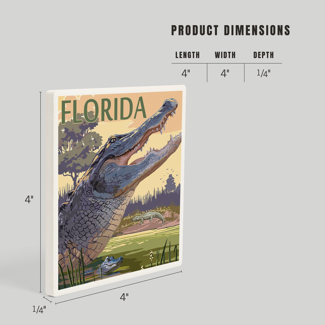 Florida, Alligator Scene, Coasters Coasters Lantern Press