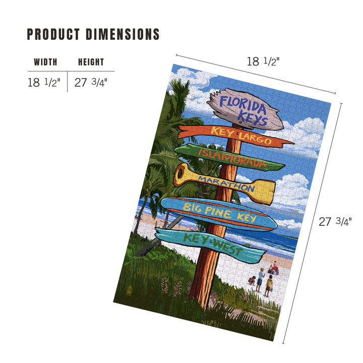 Florida Keys, Destinations Sign, Jigsaw Puzzle Puzzle Lantern Press