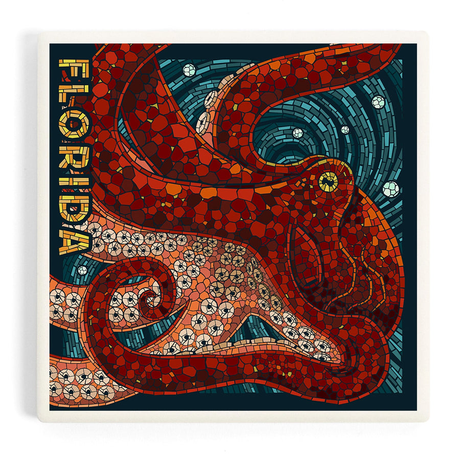 Florida, Octopus Paper Mosaic, Coasters Coasters Lantern Press