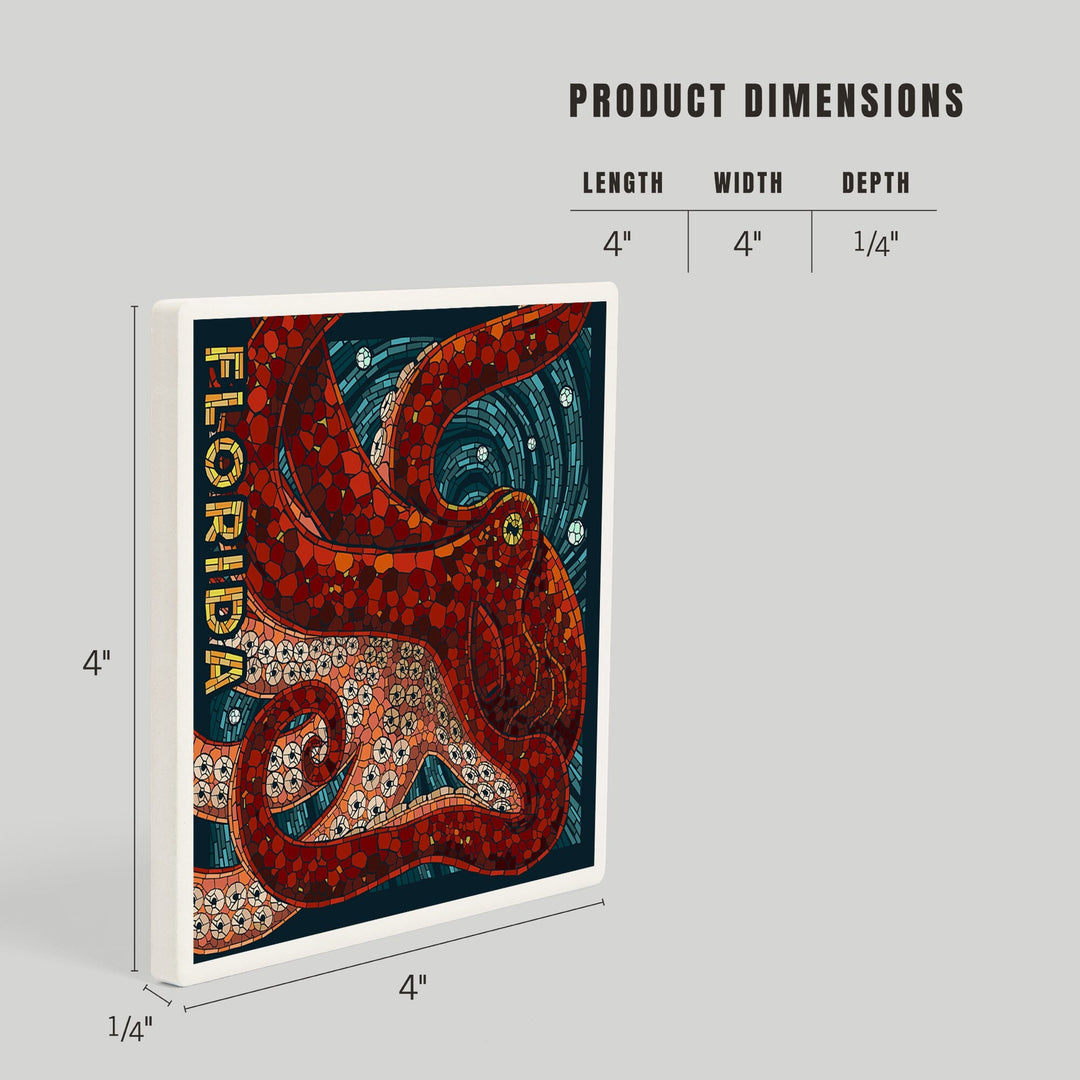 Florida, Octopus Paper Mosaic, Coasters Coasters Lantern Press