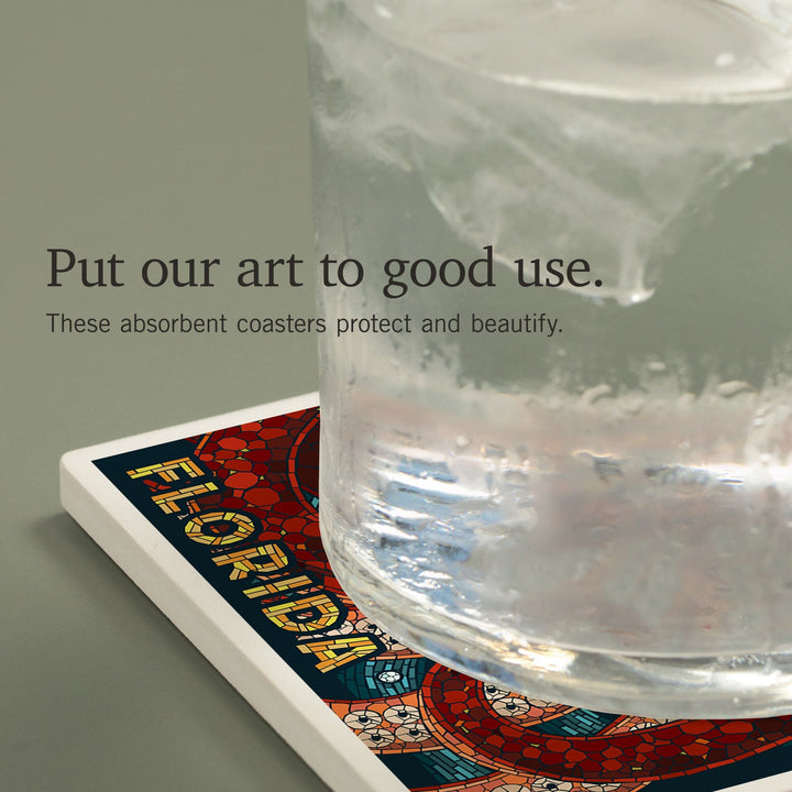 Florida, Octopus Paper Mosaic, Coasters Coasters Lantern Press