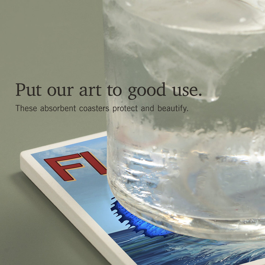 Florida, Sailfish Scene, Coasters Coasters Lantern Press