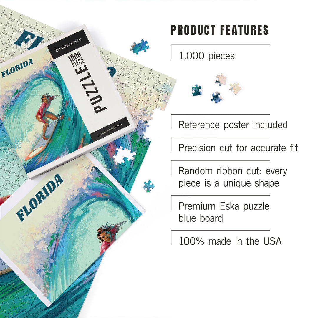 Florida, Vitamin Sea, Coastal Series, Surfer Girl, Jigsaw Puzzle Puzzle Lantern Press