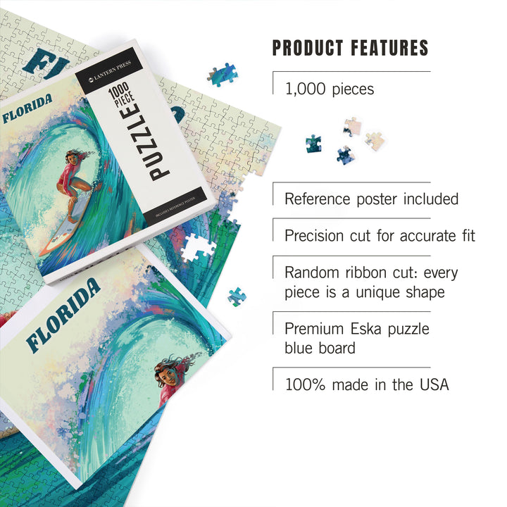 Florida, Vitamin Sea, Coastal Series, Surfer Girl, Jigsaw Puzzle Puzzle Lantern Press