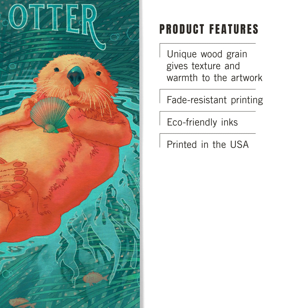 Fluid Linework, Sea Otter, Wood Signs and Postcards Wood Lantern Press