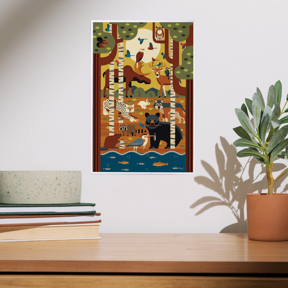 Forest Animals, Geometric, Art & Giclee Prints - Lantern Press