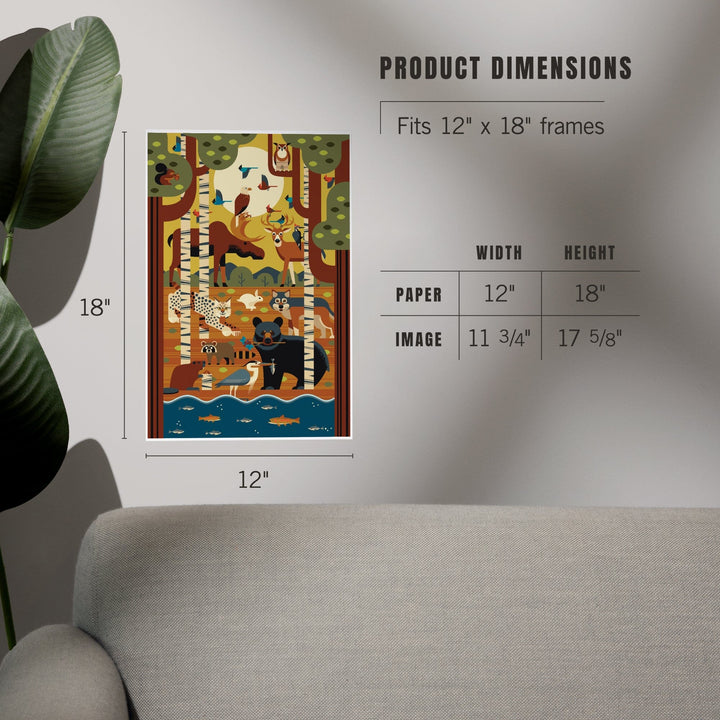 Forest Animals, Geometric, Art & Giclee Prints - Lantern Press