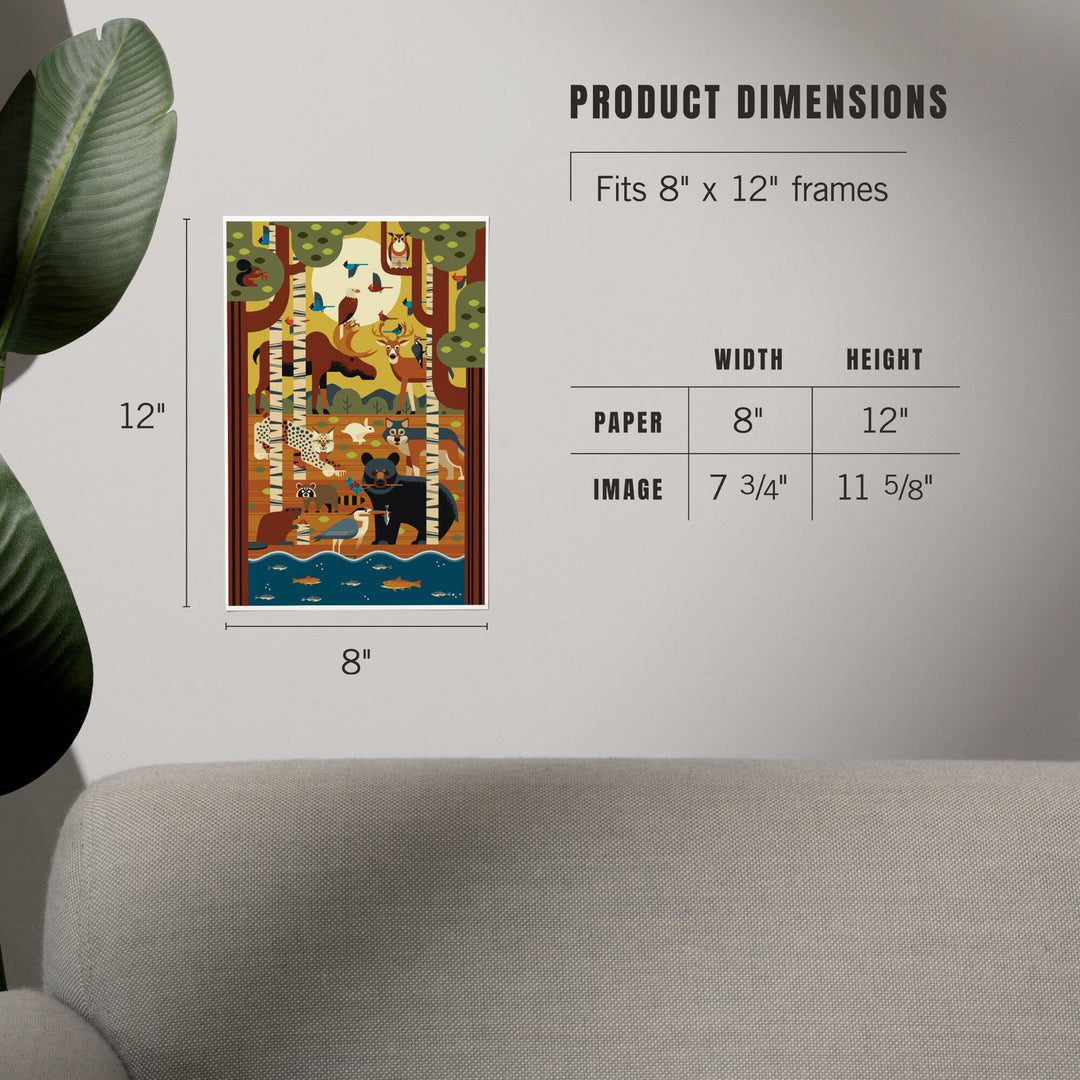 Forest Animals, Geometric, Art & Giclee Prints - Lantern Press