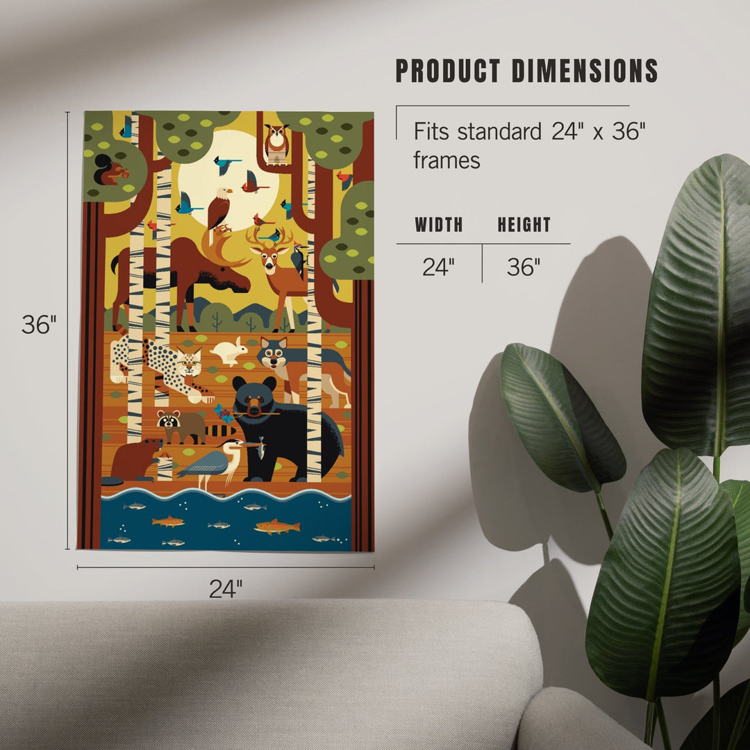 Forest Animals, Geometric, Art & Giclee Prints - Lantern Press