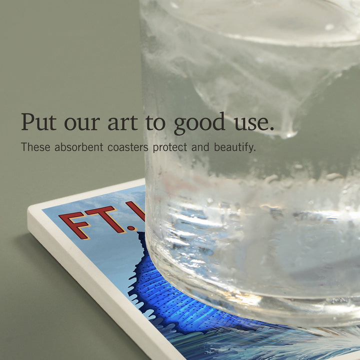 Fort Lauderdale, Florida, Sailfish Scene, Coasters Coasters Lantern Press