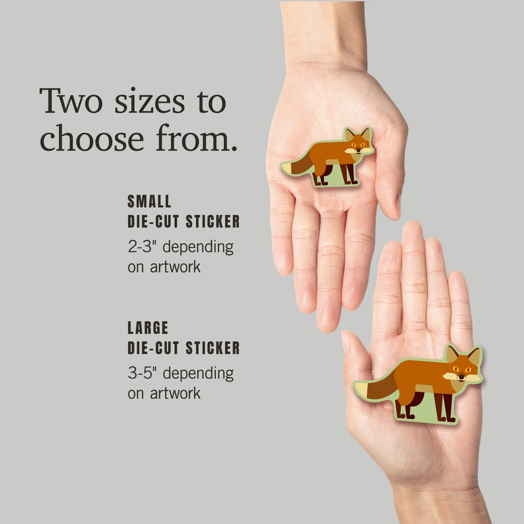 Fox, Geometric, Contour, Lantern Press Artwork, Vinyl Sticker - Lantern Press