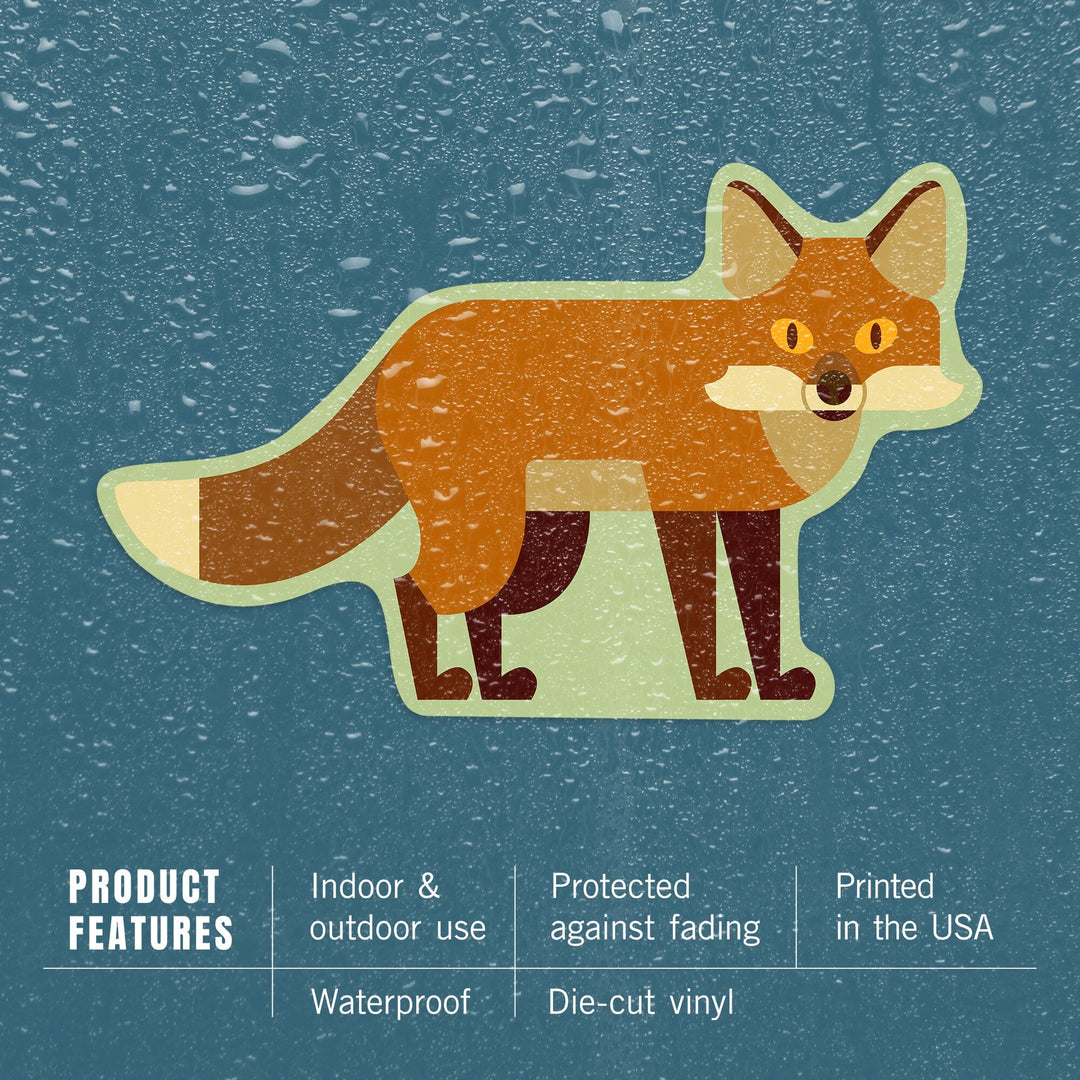 Fox, Geometric, Contour, Lantern Press Artwork, Vinyl Sticker - Lantern Press