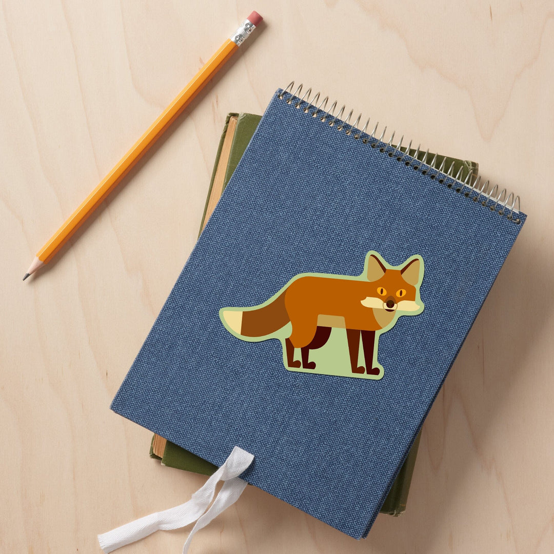 Fox, Geometric, Contour, Lantern Press Artwork, Vinyl Sticker - Lantern Press