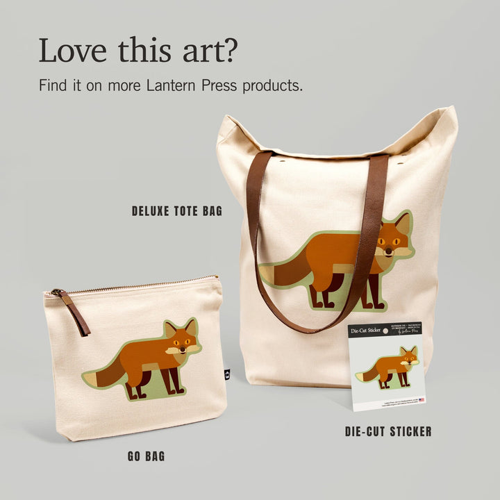 Fox, Geometric, Contour, Lantern Press Artwork, Vinyl Sticker - Lantern Press