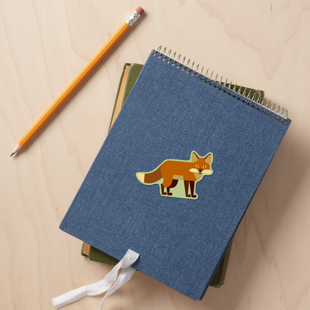 Fox, Geometric, Contour, Lantern Press Artwork, Vinyl Sticker - Lantern Press