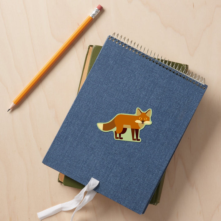 Fox, Geometric, Contour, Lantern Press Artwork, Vinyl Sticker - Lantern Press