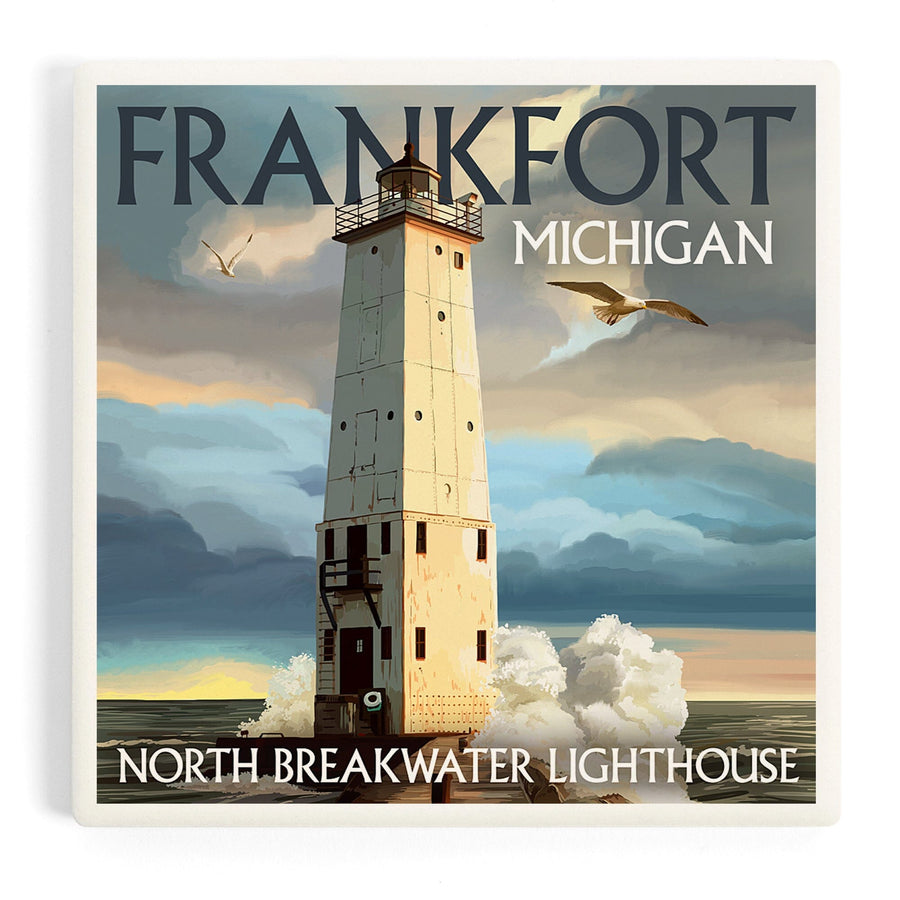 Frankfort Lighthouse, Michigan, Coasters Coasters Lantern Press