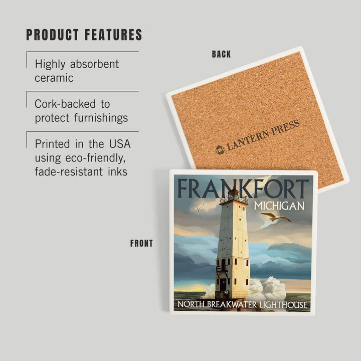 Frankfort Lighthouse, Michigan, Coasters Coasters Lantern Press