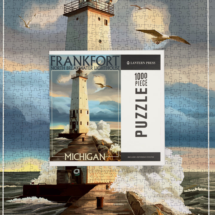 Frankfort Lighthouse, Michigan, Jigsaw Puzzle Puzzle Lantern Press