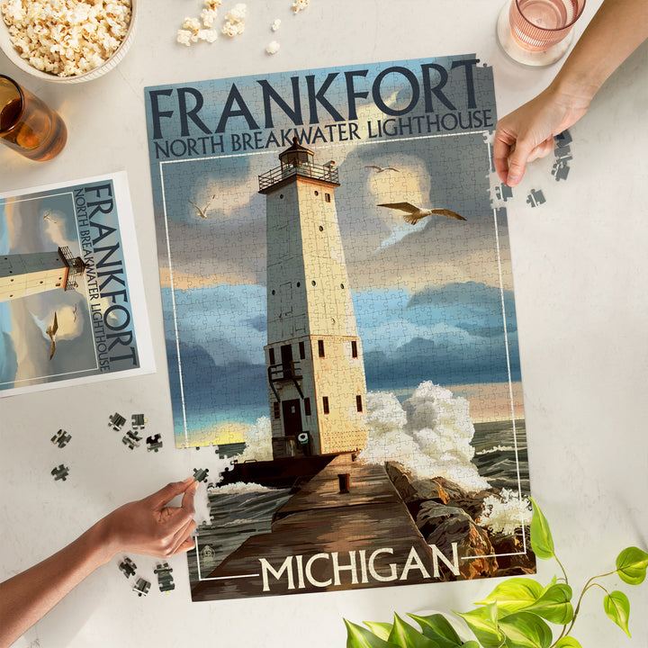 Frankfort Lighthouse, Michigan, Jigsaw Puzzle Puzzle Lantern Press