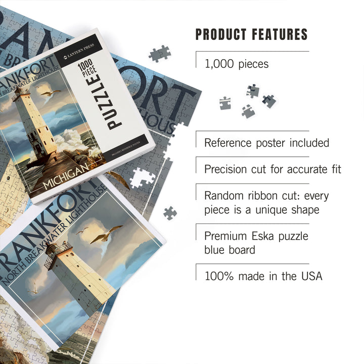 Frankfort Lighthouse, Michigan, Jigsaw Puzzle Puzzle Lantern Press