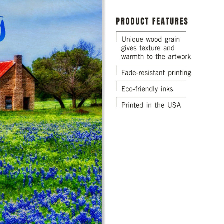 Fredericksburg, Texas, Bluebonnets, Lantern Press Photography, Wood Signs and Postcards - Lantern Press