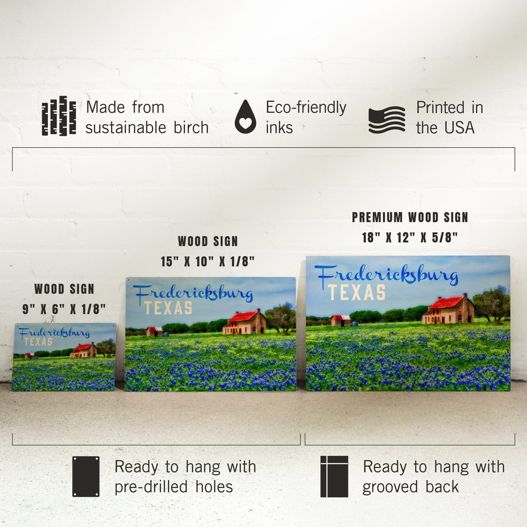 Fredericksburg, Texas, Bluebonnets, Lantern Press Photography, Wood Signs and Postcards - Lantern Press