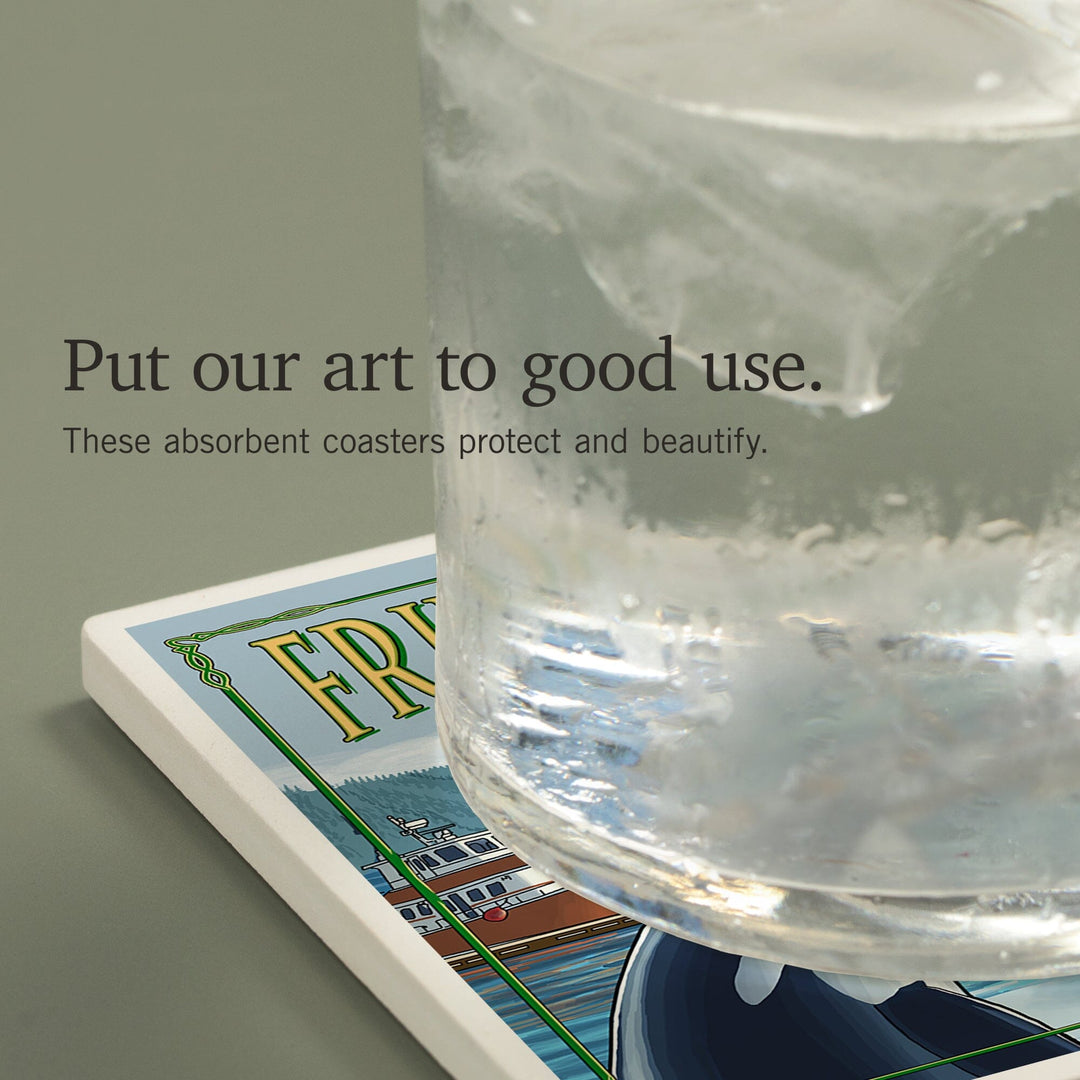 Friday Harbor, San Juan Island, Washington, Views, Coasters Coasters Lantern Press