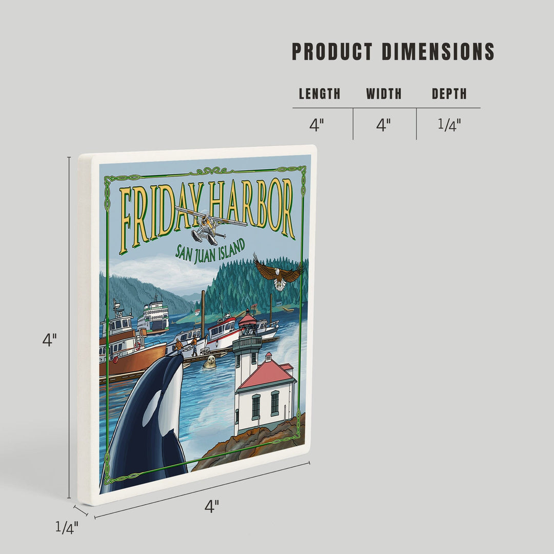Friday Harbor, San Juan Island, Washington, Views, Coasters Coasters Lantern Press