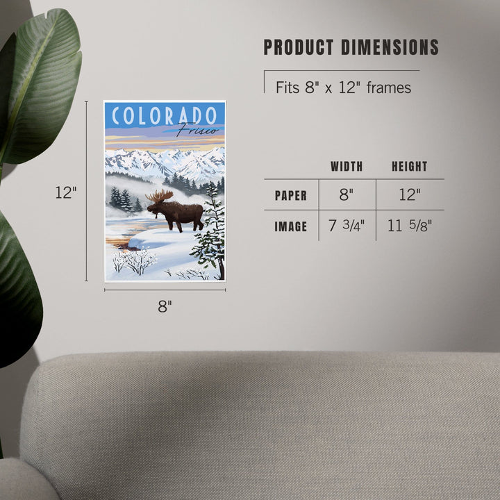 Frisco, Colorado, Moose, Winter Scene, Art & Giclee Prints - Lantern Press