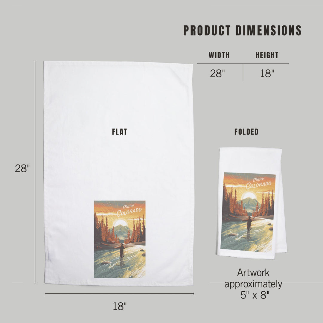 Frisco, Colorado, This is Living, Fishing with Mountain, Organic Cotton Kitchen Tea Towels Kitchen Lantern Press