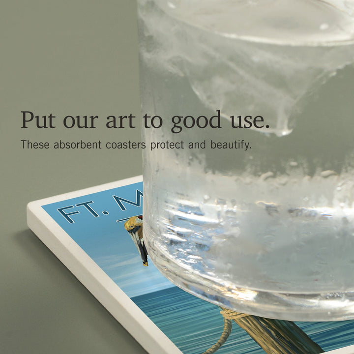 Ft. Myers Beach, Florida, Pelicans, Coasters Coasters Lantern Press