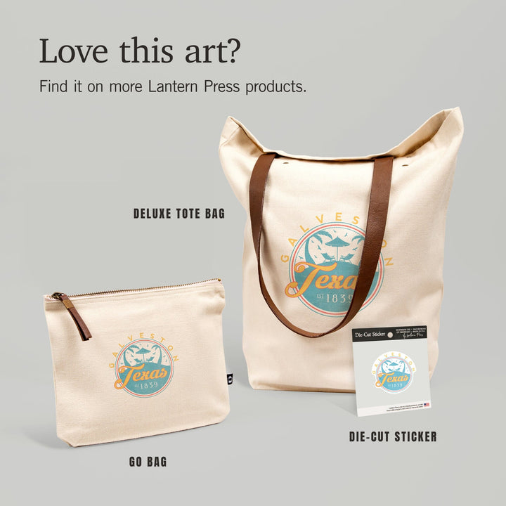 Galveston, Texas, Beach Scene, Contour, Lantern Press Artwork, Vinyl Sticker - Lantern Press