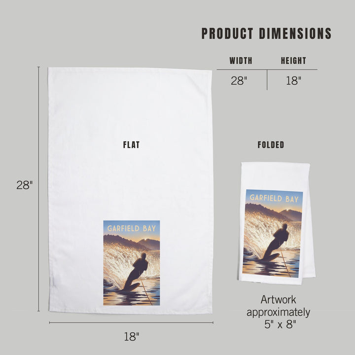 Garfield Bay, Idaho, Get Outside Series, Lithograph, Lean Into Adventure, Water Skiing, Organic Cotton Kitchen Tea Towels Kitchen Lantern Press