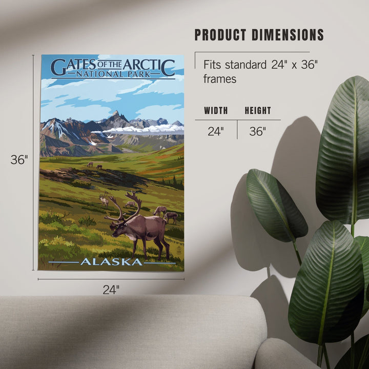 Gates of the Arctic National Park, Alaska, Caribou and Mountains, Art & Giclee Prints - Lantern Press