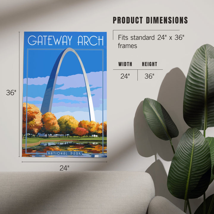 Gateway Arch National Park, Arch and Trees in Fall, Art & Giclee Prints - Lantern Press