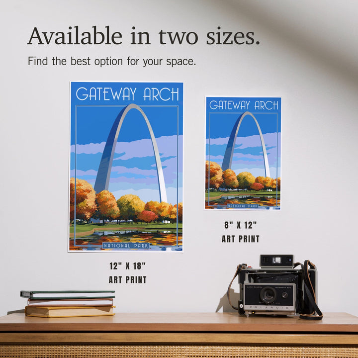 Gateway Arch National Park, Arch and Trees in Fall, Art & Giclee Prints Art Lantern Press 