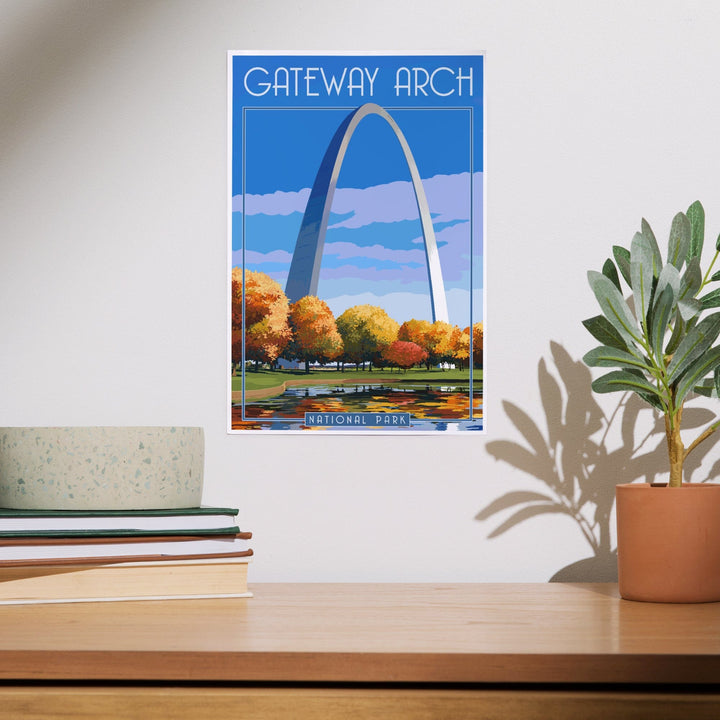 Gateway Arch National Park, Arch and Trees in Fall, Art & Giclee Prints - Lantern Press