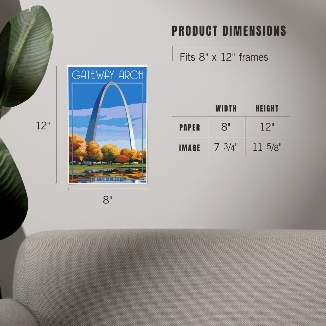 Gateway Arch National Park, Arch and Trees in Fall, Art & Giclee Prints Art Lantern Press 