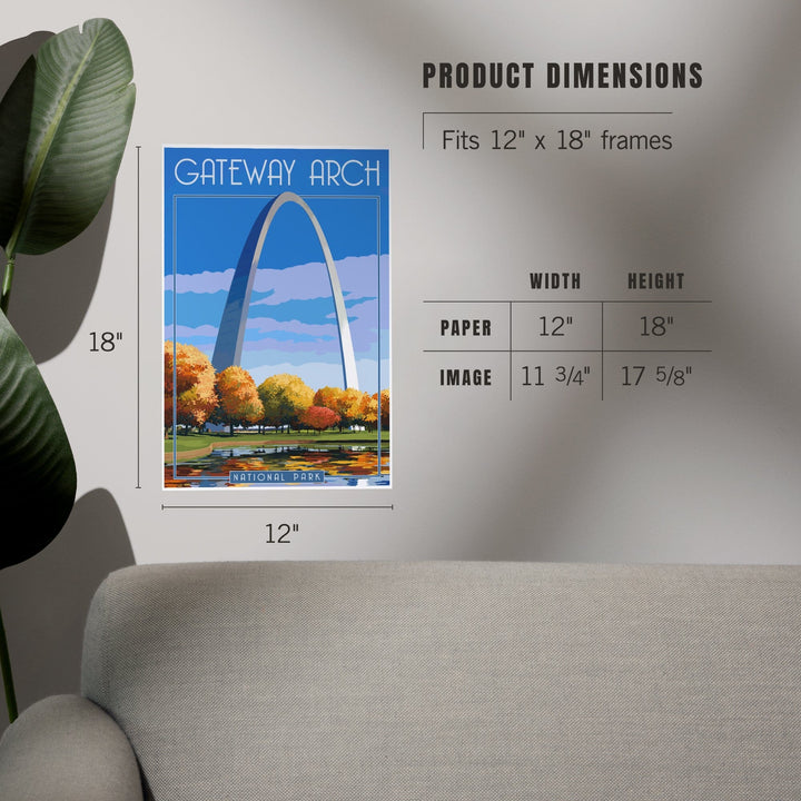Gateway Arch National Park, Arch and Trees in Fall, Art & Giclee Prints - Lantern Press