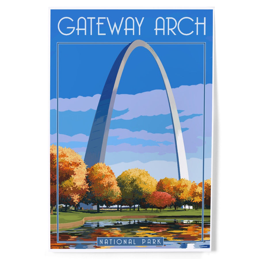 Gateway Arch National Park, Arch and Trees in Fall, Art & Giclee Prints Art Lantern Press 